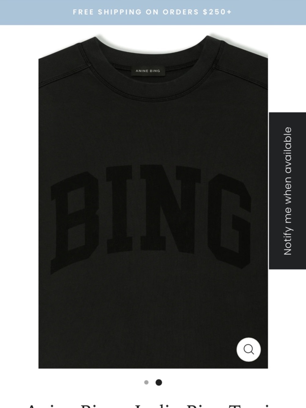Anine Bing Black Short-Sleeve Logo Tee - Picture 2 of 3